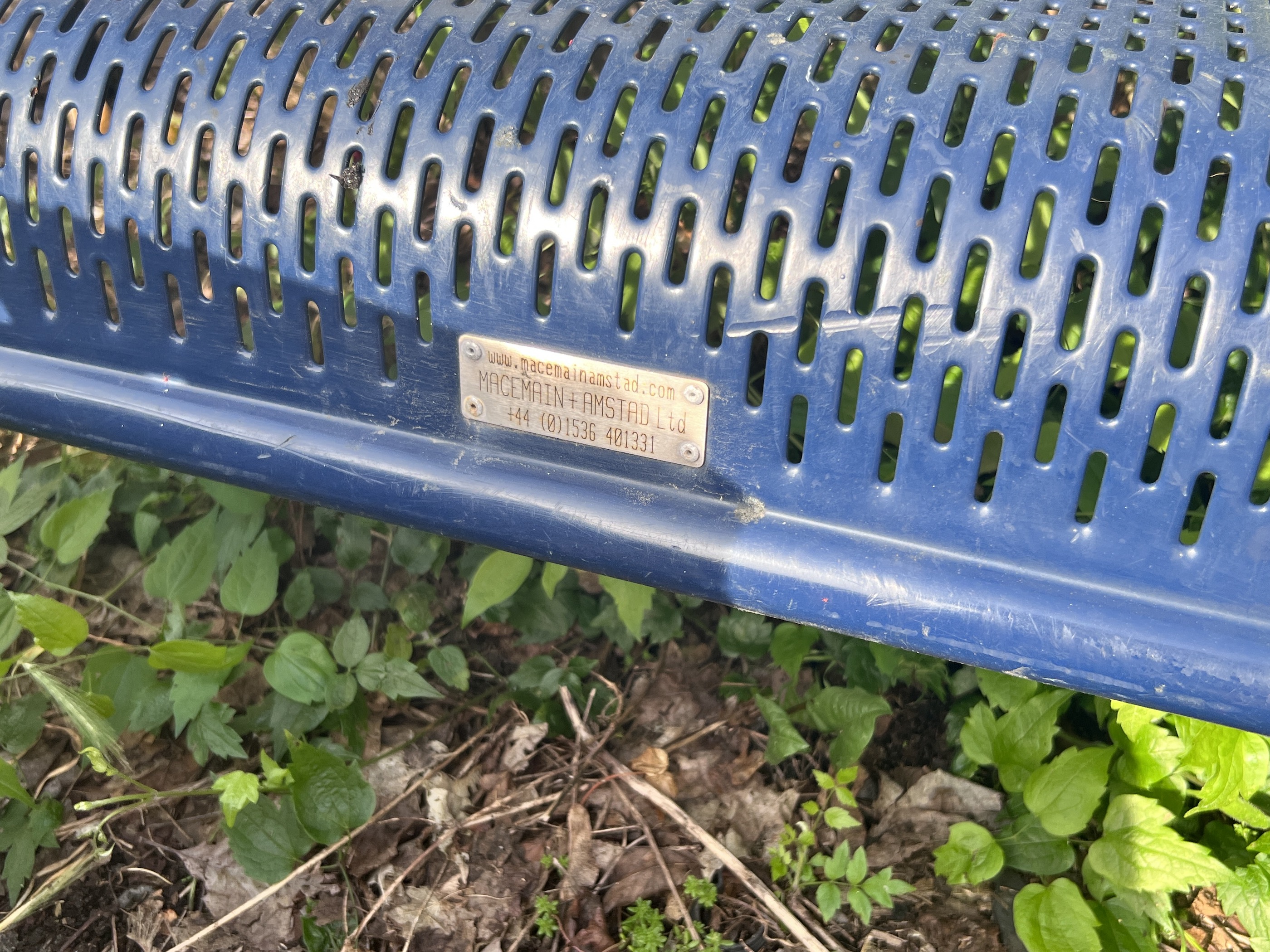 A Maceman and Amstead steel bench, length 184cm, height 80cm